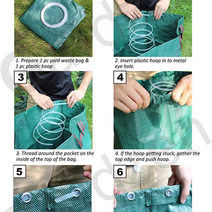 3-Pack 80 Gallon Yard Waste Bags, Reusable Heavy Duty Collapsible Garden Leaf Bags with Plastic Ring, Stand-Up Yard Waste Bin for Leaves, Lawn Debris & Grass Clippings.