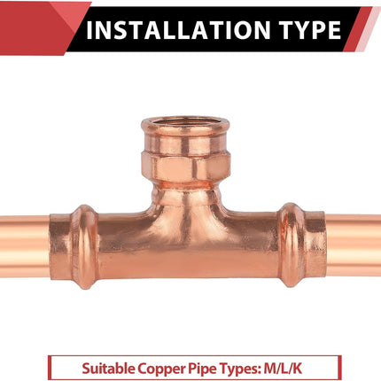 Copper Press Tee, 3/4" x Press Female Tee - LBP Design,(PRESS079).