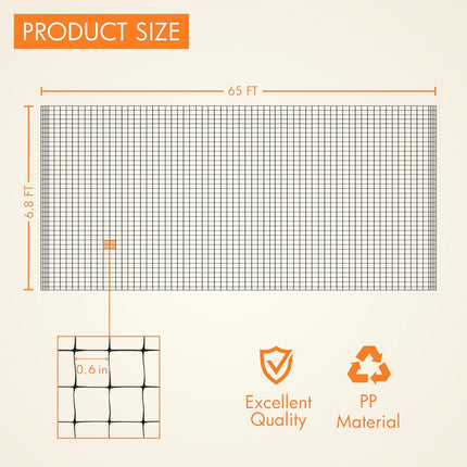 6.8ft x 65ft Anti Bird Netting, Pond Net with 50pcs Cable Ties - Protect Your Garden Vegetables Fruit Plants Ponds.
