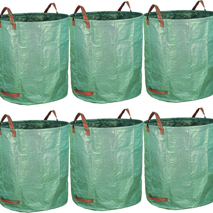 6-Pack 72 Gallon Yard Waste Bags, Reusable Heavy Duty Collapsible Garden Leaf Bags with Plastic Ring, Stand-Up Yard Waste Bin for Leaves, Lawn Debris & Grass Clippings.