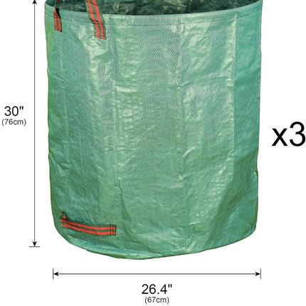 6-Pack 72 Gallon Yard Waste Bags, Reusable Heavy Duty Collapsible Garden Leaf Bags with Plastic Ring, Stand-Up Yard Waste Bin for Leaves, Lawn Debris & Grass Clippings.