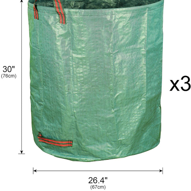 6-Pack 72 Gallon Yard Waste Bags, Reusable Heavy Duty Collapsible Garden Leaf Bags with Plastic Ring, Stand-Up Yard Waste Bin for Leaves, Lawn Debris & Grass Clippings.
