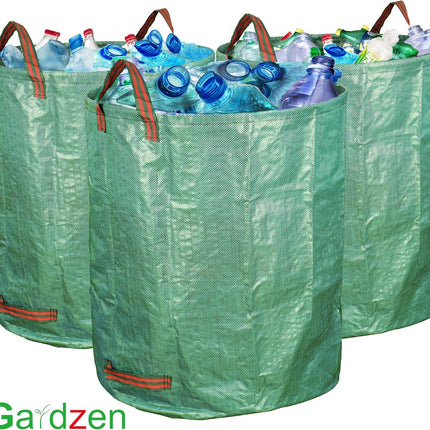 6-Pack 72 Gallon Yard Waste Bags, Reusable Heavy Duty Collapsible Garden Leaf Bags with Plastic Ring, Stand-Up Yard Waste Bin for Leaves, Lawn Debris & Grass Clippings.