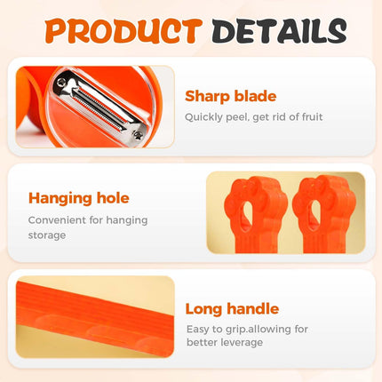 2026 New Kitchen Special Fruit Peeler with Box Storage, Upgrade Vegetable Peeler with Catcher Peeler with Storage Bucket, Double-Sided Stainless Steel Multi-Function Peelers (Orange+Blue).
