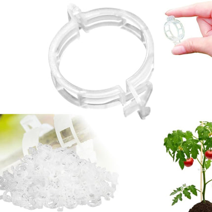 Secured Plastic Plant Clip - 100 Pcs, Garden Support Clips for Climbing Vines - Reusable, White.