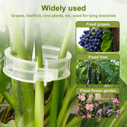 Secured Plastic Plant Clip - 100 Pcs, Garden Support Clips for Climbing Vines - Reusable, White.