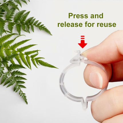Secured Plastic Plant Clip - 100 Pcs, Garden Support Clips for Climbing Vines - Reusable, White.