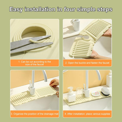 Faucet Mat for Kitchen Sink, 2024 Upgrade Faucet Guard Draining Mat Silicone Faucet Handle Drip Catcher, New Fast Drying Stone Sink Tray Sink Protectors for Kitchen Bathroom Sink (Grey, One Size).