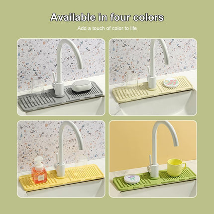 Faucet Mat for Kitchen Sink, 2024 Upgrade Faucet Guard Draining Mat Silicone Faucet Handle Drip Catcher, New Fast Drying Stone Sink Tray Sink Protectors for Kitchen Bathroom Sink (Grey, One Size).