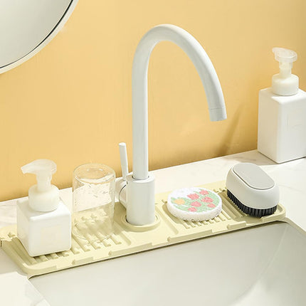 Faucet Mat for Kitchen Sink, 2024 Upgrade Faucet Guard Draining Mat Silicone Faucet Handle Drip Catcher, New Fast Drying Stone Sink Tray Sink Protectors for Kitchen Bathroom Sink (Grey, One Size).