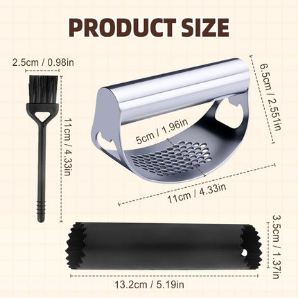 2025 New Stainless Steel Garlic Presser, Portable Manual Stainless Steel Garlic Press for Home Kitchen Utensils, Upgrade Rocker Crusher Masher with Garlic Peeling (1).