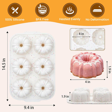Jumbo Fluted Tube Pan with Metal Reinforced Frame, Silicone Nonstick Cake Molds 2Pcs for Chocoflan, Donuts, Cornbread, Brownies, BPA Free.