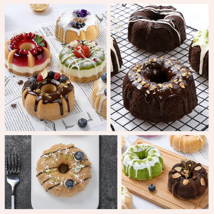 Jumbo Fluted Tube Pan with Metal Reinforced Frame, Silicone Nonstick Cake Molds 2Pcs for Chocoflan, Donuts, Cornbread, Brownies, BPA Free.