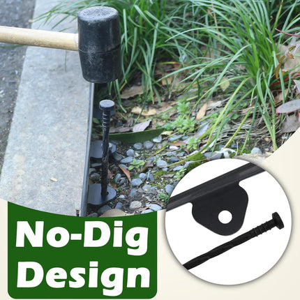 No Dig Landscape Edging Kit, 40-Foot Long, 3-Inch Tall Garden Edging Border and 100 pcs Landscape Edging Anchoring Spikes Bundle.