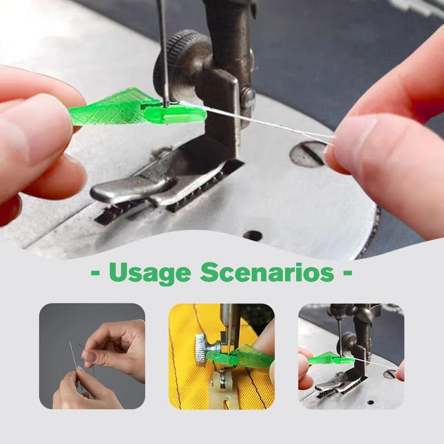 Fish Mouth Sewing Machine Needle Threader, 2024 New Automatic Sewing Needle Threader Simple Needle Threader, Upgrade Quick Sewing Machine Loop Easy Selfthread Needle Threaders Tool (Green*10).