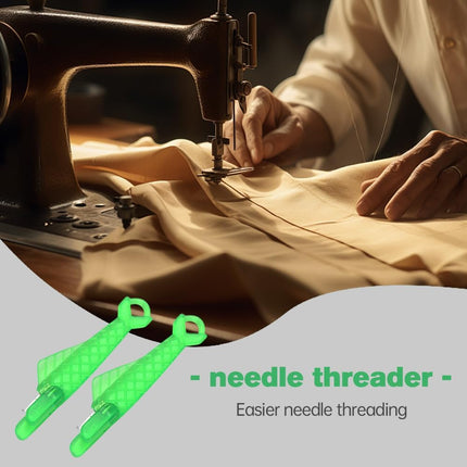 Fish Mouth Sewing Machine Needle Threader, 2024 New Automatic Sewing Needle Threader Simple Needle Threader, Upgrade Quick Sewing Machine Loop Easy Selfthread Needle Threaders Tool (Green*10).