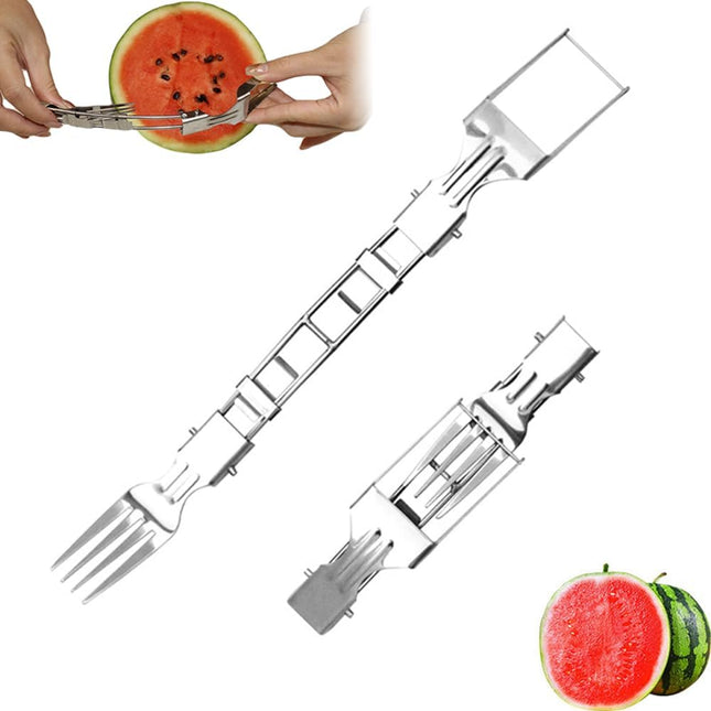 Multipose Watermelon Fork Slicer, 2025 New Stainless Steel Fruit Forks Slicer Knife for Family Parties Camping, Upgrade Watermelon Slicers Cutter Summer Watermelon Cutting Forks (Sliver 1pc).
