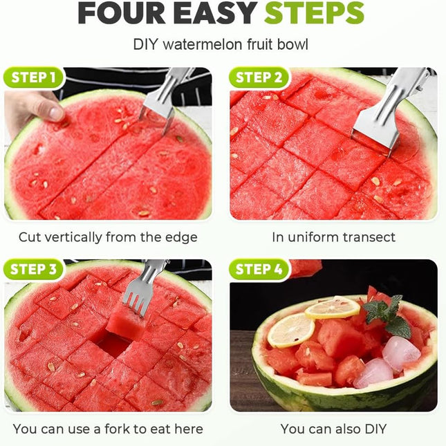 Multipose Watermelon Fork Slicer, 2025 New Stainless Steel Fruit Forks Slicer Knife for Family Parties Camping, Upgrade Watermelon Slicers Cutter Summer Watermelon Cutting Forks (Sliver 1pc).