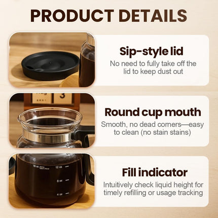 16 Oz Glass Coffee Mug Coffee Pot Style, 2025 New Mini Heatproof Large Capacity Clear Cup Mini Coffee Pot Mug, Upgrade Glass Coffee Mug in Coffee Pots Shape for Hot Chocolate (Black).