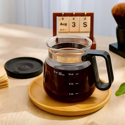 16 Oz Glass Coffee Mug Coffee Pot Style, 2025 New Mini Heatproof Large Capacity Clear Cup Mini Coffee Pot Mug, Upgrade Glass Coffee Mug in Coffee Pots Shape for Hot Chocolate (Black).