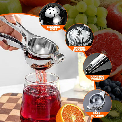 Handheld Lemon Squeezer, 2025 New Stainless Steel Lemon Lime Squeezer Citrus Juicer, Upgrade Heavy Duty Solid Metal Squeezer Bowl Solid Metal Hand Juicer (1, Sliver).