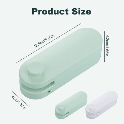 Mini Bag Sealer, 2025 Upgrade Portable Handheld Vacuum Food Sealer Bag Sealing Machine, New 4 In 1 Bag Cutter and Sealer USB Rechargeable Bag Sealer for Plastic Bags Snack Bags (Green).