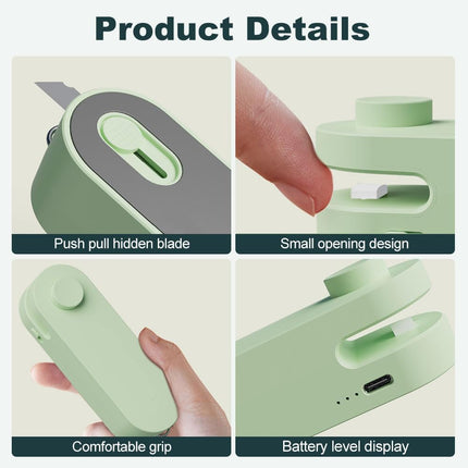 Mini Bag Sealer, 2025 Upgrade Portable Handheld Vacuum Food Sealer Bag Sealing Machine, New 4 In 1 Bag Cutter and Sealer USB Rechargeable Bag Sealer for Plastic Bags Snack Bags (Green).