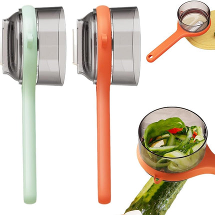 Kitchen Special Fruit Peeler with Box Storage, Upgrade Vegetable Peeler with Catcher Peeler with Storage Bucket, 2026 New Double-Sided Stainless Steel Multi-Function Peelers (Green+Orange).