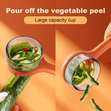 Kitchen Special Fruit Peeler with Box Storage, Upgrade Vegetable Peeler with Catcher Peeler with Storage Bucket, 2026 New Double-Sided Stainless Steel Multi-Function Peelers (Green+Orange).