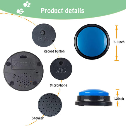 Voice Recording Button for Communication Pet Training Buzzer,30 Second Record&Playback Dog Toy,Voice Recording Clicker for Cat,Puppy,Pet Trainin,Funny Gift for Study Office Home 8Pcs.