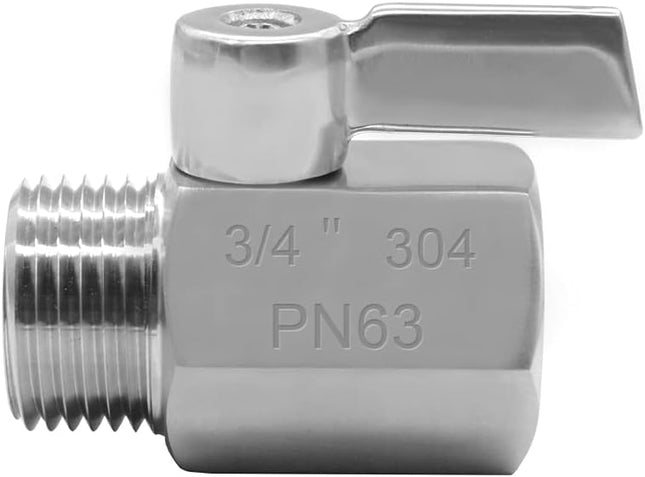 Stainless Steel 3/4" Shut Off Valve GHT Thread Garden Hose Heavy Duty Connector.