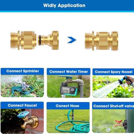 Garden Hose Quick Connector, Solid Brass 3/4 Inch Thread Fitting No-Leak Water Hose Female and Male Easy Connect (6 Sets).