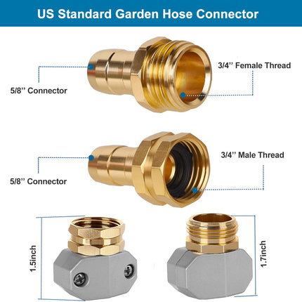 (4 Sets) Garden Hose Repair Connector Fitting, Aluminum Female and Male With Zinc Clamp Water Hose End Repair Connector Fit 3/4 Inch or 5/8 Inch Garden Hose.