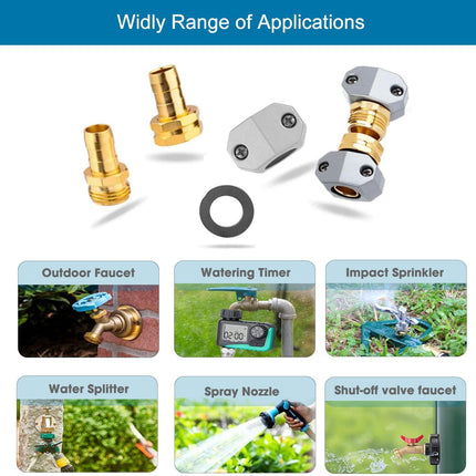 (4 Sets) Garden Hose Repair Connector Fitting, Aluminum Female and Male With Zinc Clamp Water Hose End Repair Connector Fit 3/4 Inch or 5/8 Inch Garden Hose.
