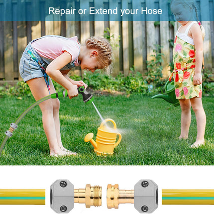 (4 Sets) Garden Hose Repair Connector Fitting, Aluminum Female and Male With Zinc Clamp Water Hose End Repair Connector Fit 3/4 Inch or 5/8 Inch Garden Hose.