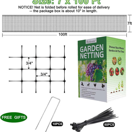 Deer Fence Netting, 7 x 100 Feet Anti Bird Deer Protection Net Reusable Protective Garden Netting for Plants Fruit Trees Vegetables Against Birds and Other Animals.