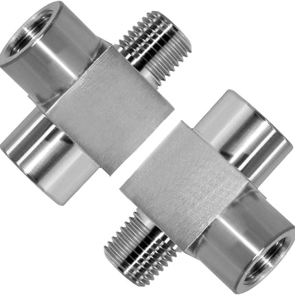 Stainless Steel Tee Pipe Fittings, 1/8" NPT Female x 1/8" NPT Female x 1/8" NPT Male Pipe Fittings, Male Run Tee(pack of 2).