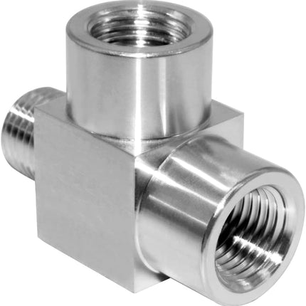 Stainless Steel Tee Pipe Fittings, 1/8" NPT Female x 1/8" NPT Female x 1/8" NPT Male Pipe Fittings, Male Run Tee(pack of 2).