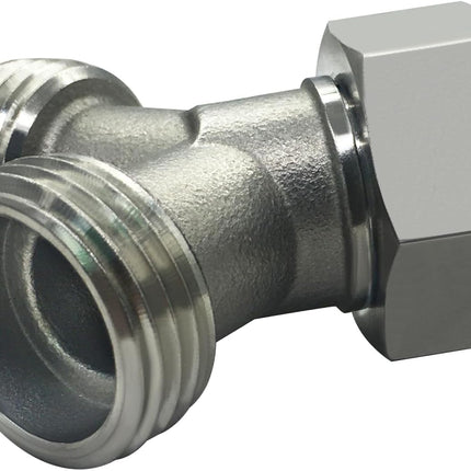 Stainless Steel Garden Hose Splitter 2 Way Y Connector Heavy Duty for Outdoor Garden Faucet Hose Bib.