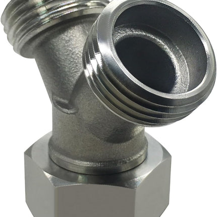 Stainless Steel Garden Hose Splitter 2 Way Y Connector Heavy Duty for Outdoor Garden Faucet Hose Bib.