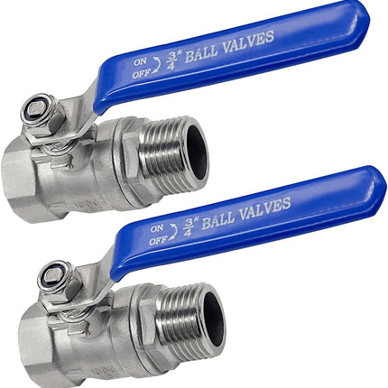Stainless Steel 3/4 Garden Hose Shut Off Valve Full Flow GHT Thread Heavy Duty Connector(Pack of 2).