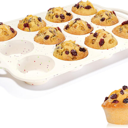 Silicone Regular Size Muffin Pan 12 Cups & Jumbo Muffin Pan with Metal Reinforced Frame.