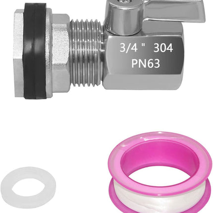 Spigot Rain Barrel Faucet Kit Stainless Steel 3/4" GHT Rain Barrel Valve with 3/4" Female Bulkhead Fitting Adapter Water Tanks, Aquariums, Tubs, Pools.