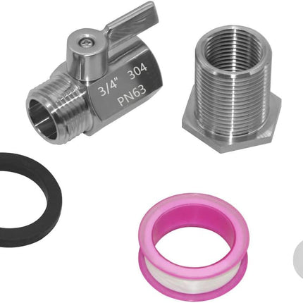 Spigot Rain Barrel Faucet Kit Stainless Steel 3/4" GHT Rain Barrel Valve with 3/4" Female Bulkhead Fitting Adapter Water Tanks, Aquariums, Tubs, Pools.