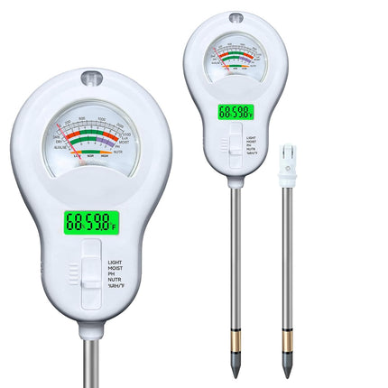 6in1 Multi-Function Soil Moisture Meters Tester Temperature/PH/Humidity/Moisture/Sunlight/Fertility Meter Soil Testing Analyzer Kit for Plants Farms Gardens Lawns Indoor Outdoor Plant Care.