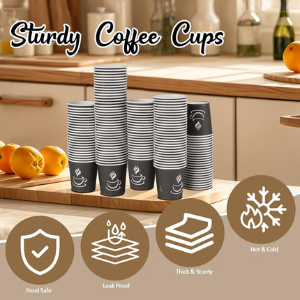 4 oz Paper Coffee Cups - 500 Pack Paper Espresso Cups, Disposable Coffee Cup, Small Paper Cup for Hot or Cold Beverage, Espresso, Capucino for Party, Picnic, Home, Office and Business (Black).