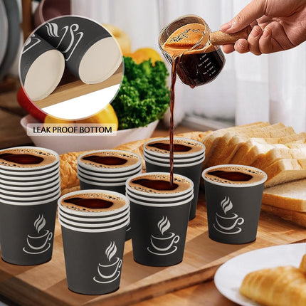 4 oz Paper Coffee Cups - 500 Pack Paper Espresso Cups, Disposable Coffee Cup, Small Paper Cup for Hot or Cold Beverage, Espresso, Capucino for Party, Picnic, Home, Office and Business (Black).