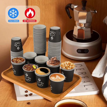 4 oz Paper Coffee Cups - 500 Pack Paper Espresso Cups, Disposable Coffee Cup, Small Paper Cup for Hot or Cold Beverage, Espresso, Capucino for Party, Picnic, Home, Office and Business (Black).