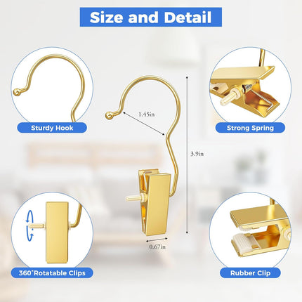 30 Pack Gold Boot Hangers for Closet, Pants Hangers with Clips Portable Travel Hanger Space Saving, Boot Clip Hooks for Hanging Clothes Pins Leggings Hangers Laundry Towels Hat Bra Socks Jean.