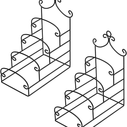 4-Tier Metal Scrollwork Dish Rack Plate Rack Display Stand Holder Cabinet Organizer Set of 2.